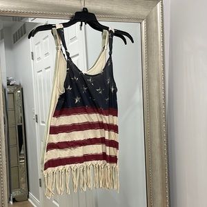 American flag tank with fringe